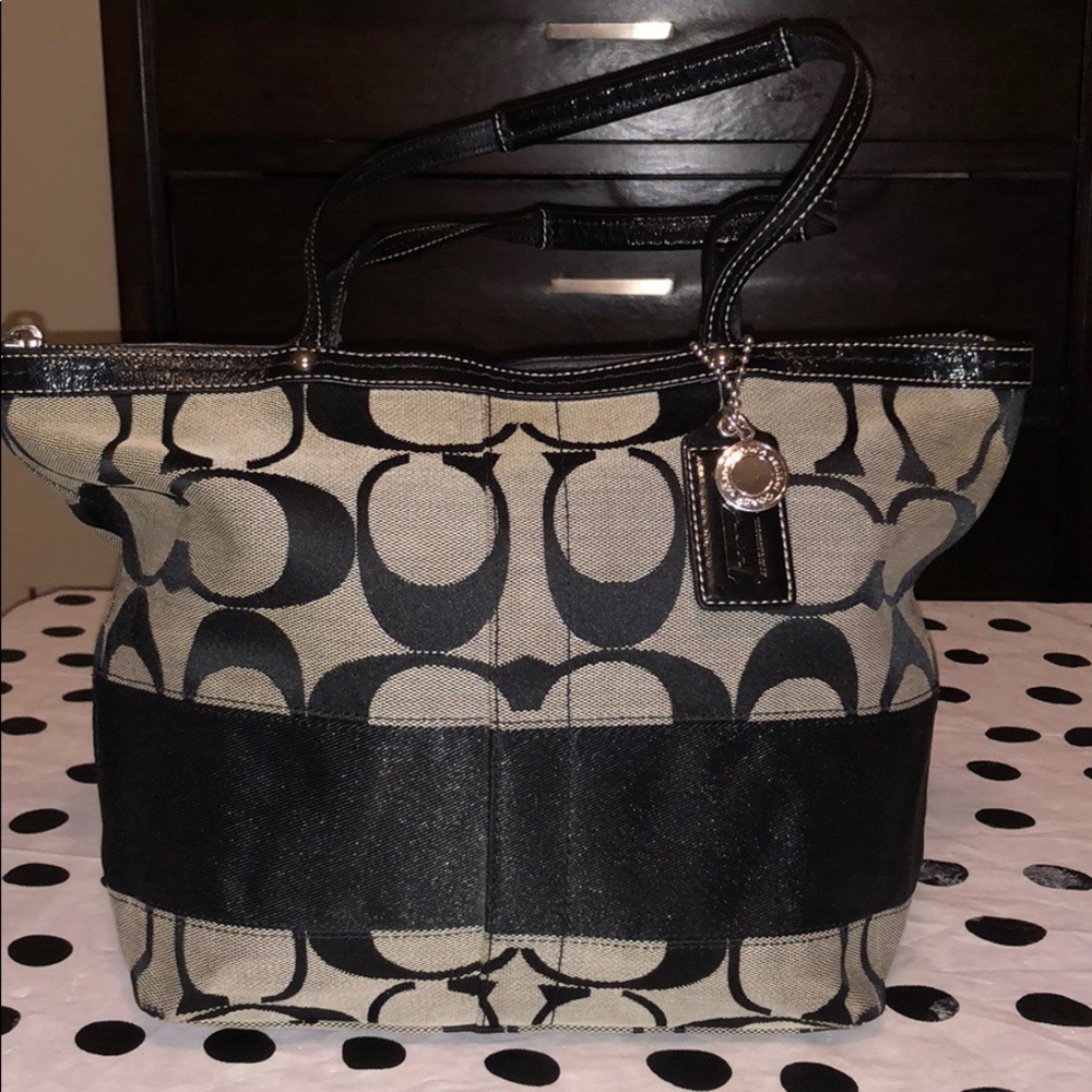 Coach Signature Jacquard Stripe Handbag Purse